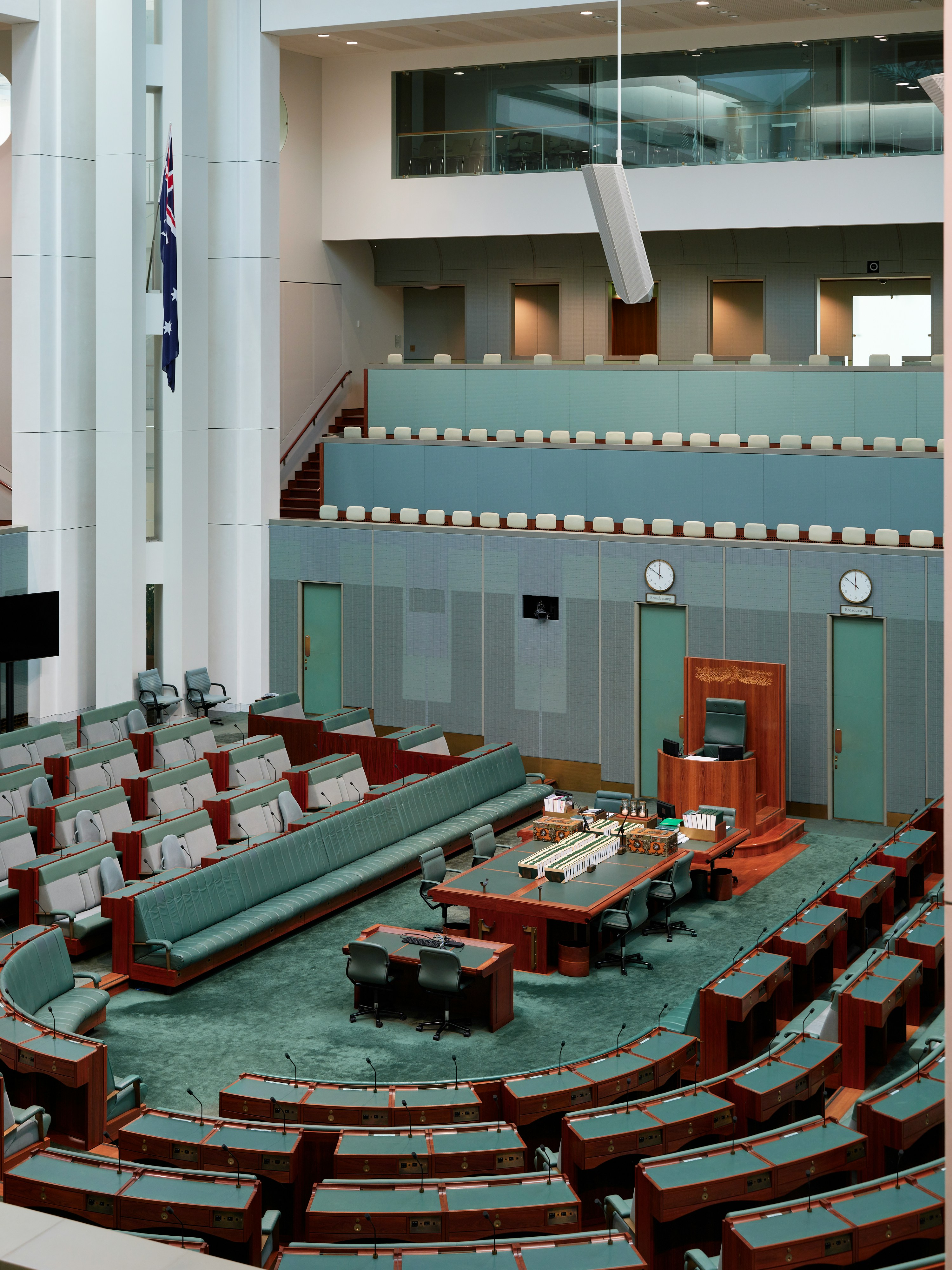The interior of a parliament chamber
